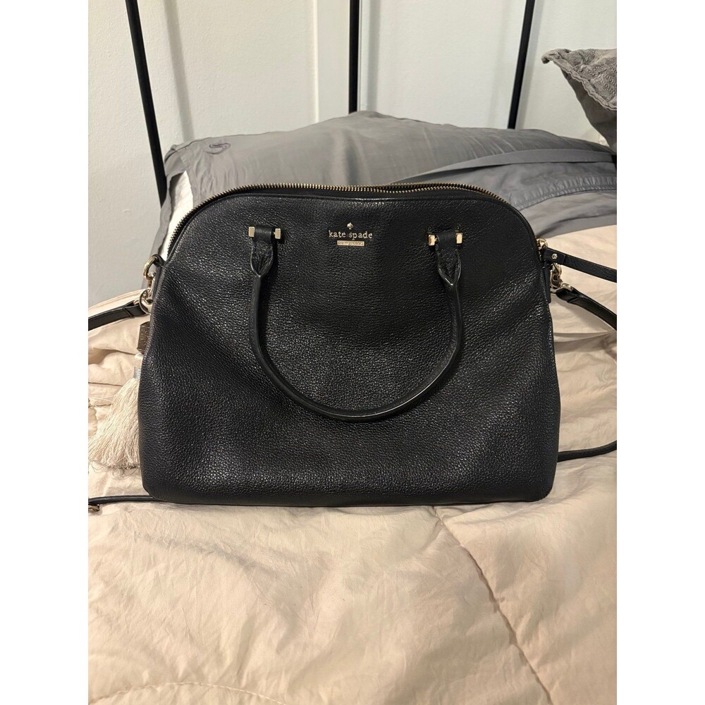 Kate Spade Sadie Dome Satchel black leather medium large shoulder bag
